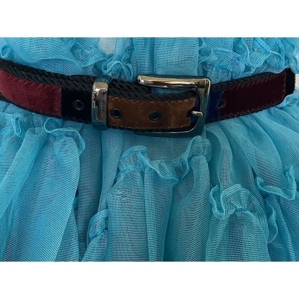 Vintage 1980s Elite Women's Tapestry Velvet Color Block Belt Size Medium 29